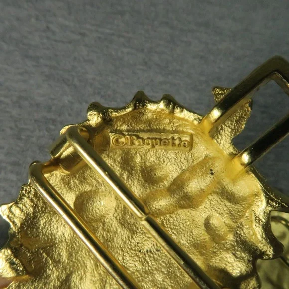 Vintage Paquette Pine Cone Belt Buckle Gold Tone 70s 80s Textured - Picture 6 of 6